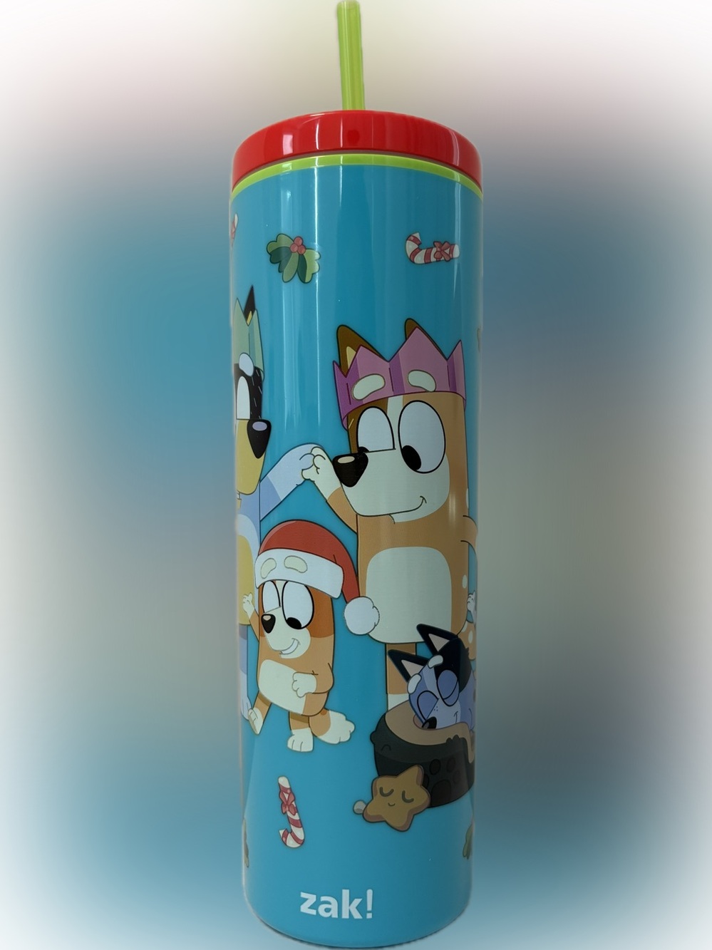Zak! Christmas Bluey Tumbler with Straw